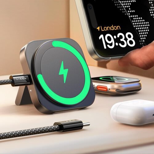 71ArjPlVLQL._AC_SL1500_.jpg LISEN for MagSafe Charger Stand for iPhone Magnetic Apple Watch Airpods Charging, Minimalist Travel for iPhone Wireless Charger Magnetic MagSafe Accessories Apple 16 Pro Max iwatch Airpods Black