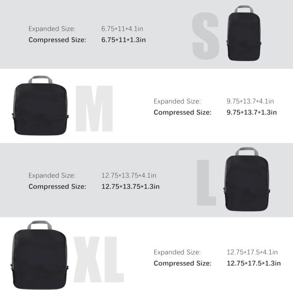 71B2YHF7drL._AC_SL1500_.jpg 4 Set Compression Packing Cubes Travel - Travel Accessories Expandable Packing Organizers for Carry On - Essentials Luggage Bags