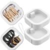 2pcs Hair Tie Organizer,Portable Travel Qtip Holder,Bathroom Storage Organizer Qtip Dispenser Cotton Swabs Dispenser Kids Hair Accessory Box with Lid for Bathroom,Desktop Organizer (2PCS,White)