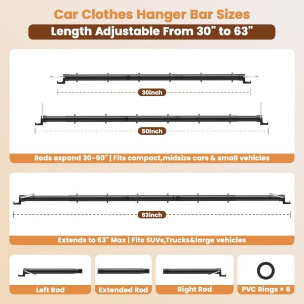 71CNHj3-TdL._AC_SL1500_.jpg Car Hanging Accessories,Travel Hangers,Telescopic Adjustable 30-63 Inches for Compact & midsize Cars,Automotive,SUVs,Trucks,Black