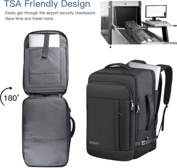 71Cv2nDYlL._AC_SL1500_.jpg Carry On Backpack, 50L Travel Backpack, Luggage Backpack TSA Flight Approved Laptop Backpack for Men & Women, Large Expandable Bag 40L Daypack Lightweight Business Weekender Bag, Black