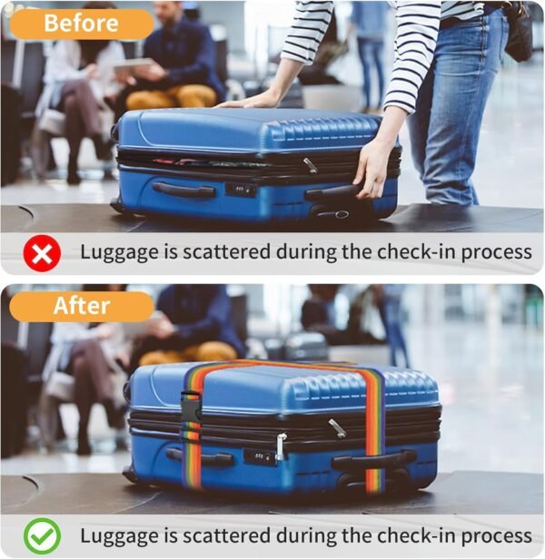 BILIONE 4 Pack Luggage Straps 79" Long Belts Keep Suitcase Secure While Traveling, TSA Approved Add a Bag Premium Accessory for Travel Bag Closure (4 Pcs Purple)