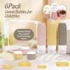 Travel Bottles for Toiletries 6 Pack, TSA Approved Travel Size Toiletries Containers Set, 3 Silicone Leak Proof Refillable Bottles and 3 Creams Jars Accessories Kit W/Clear Bag（Apricot）