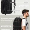 Tolaccea Travel Backpack, TSA Friendly Flight Approved Carry-on Luggage Water-resistant Business Rucksack, Durable Large Computer Bag Daypack Fits 15.6 Inch Laptop, 35-45L Expandable - Black