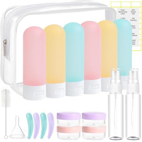 71FAJUf1kUL._SL1500_.jpg 20 Pack Travel Bottles Set for Toiletries TSA Approved, Leak Proof Travel Size Containers Kit Portable Refillable Travel Accessories for Shampoo Conditioner Lotion Liquids