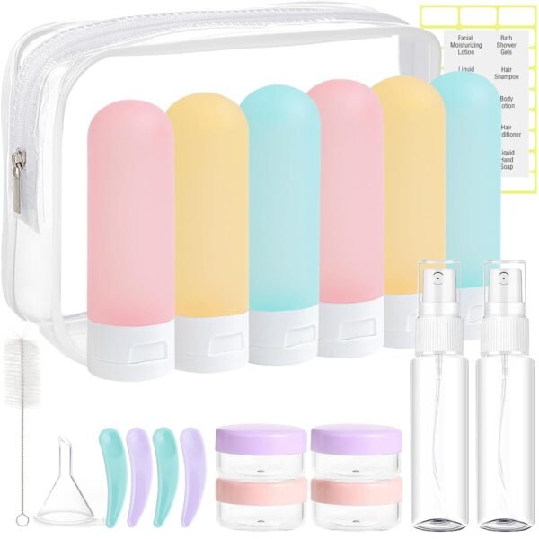 71FAJUf1kUL._SL1500_.jpg 20 Pack Travel Bottles Set for Toiletries TSA Approved, Leak Proof Travel Size Containers Kit Portable Refillable Travel Accessories for Shampoo Conditioner Lotion Liquids