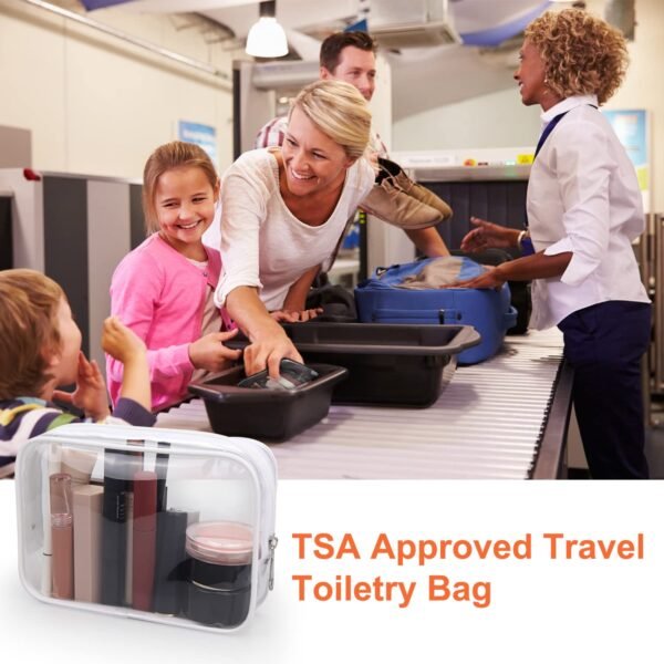 Wedama TSA Approved Toiletry Bag, Cosmetic Bags 2 Pack with Zipper Carry on Airline Airport Travel Accessories, PVC Makeup Bags for Travel, Quart Size Travel Bags for Men and Women-White