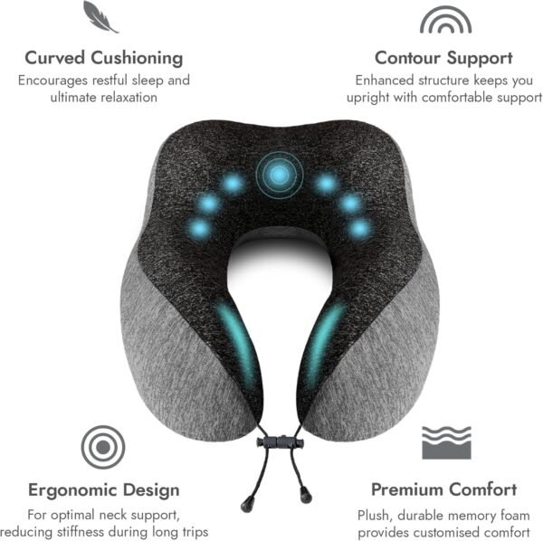 71GWIDjiuoL._AC_SL1500_.jpg High Fill Memory Foam Neck Pillow - Ergonomic Support for Plane, Car, Home Travel Accessory, Washable Cover - Neck Pillow for Effortless Travel