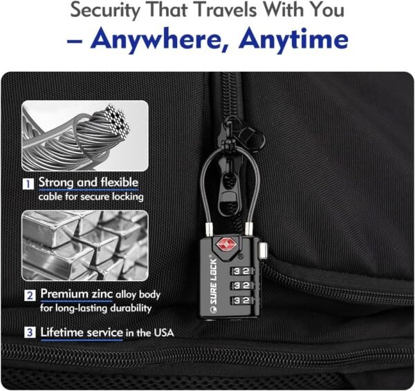 SURE LOCK TSA Compatible Travel Luggage Locks, Inspection Indicator, Easy Read Dials - 2 pack