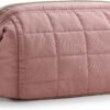 BAGSMART Makeup Bag Travel Toiletry Bag, Puffy Padded Make Up Bags for Women Makeup Organizer Case, Wide-open Pouch Purse Travel Essentials Toiletries Accessories Brushes, Dark Pink