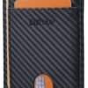 Buffway Slim Minimalist Front Pocket RFID Blocking Leather Wallets for Men and Women - Carbon Fiber Black