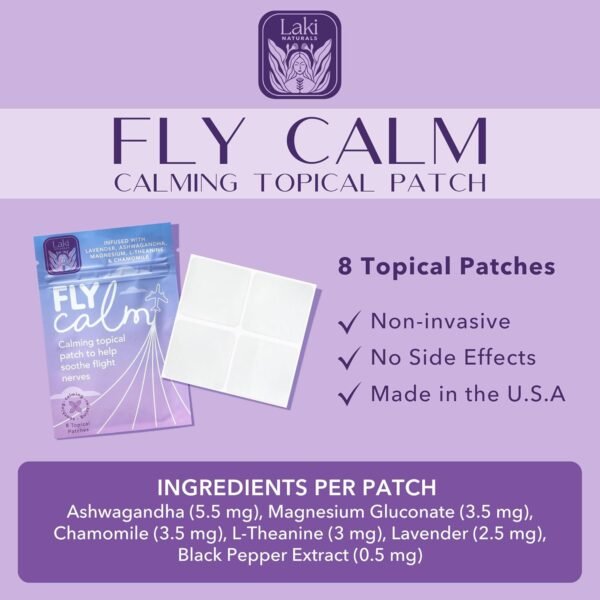 71IVyNzh0LL._AC_SL1500_.jpg Laki Naturals Fly Calm Patch (Pack of 8) - Relax Nerves, Support Stress, Ease Your Mind for Happy Air Travel - Natural Ingredients to Support Airplane Stress - Calm Your Fear of Flying Naturally
