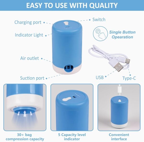 71L0oh6kkmL._AC_SL1500_.jpg 12 Pack Travel Vacuum Storage Bags with Portable Electric Pump, Vacuum Seal Space Saver Bags for Clothing, Vacuum Travel Bags for Luggage