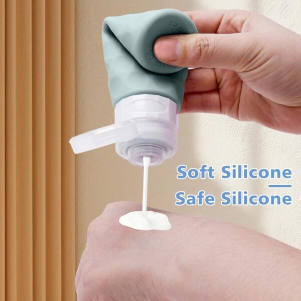 71LAeTFE6RL._SL1500_.jpg Travel Bottles for Toiletries, 4pcs Tsa Approved 3oz Travel Size Containers, BPA Free Leak Proof Premium Silicone Bottles, Refillable Liquid Squeezable Accessories W/Toiletry Bag