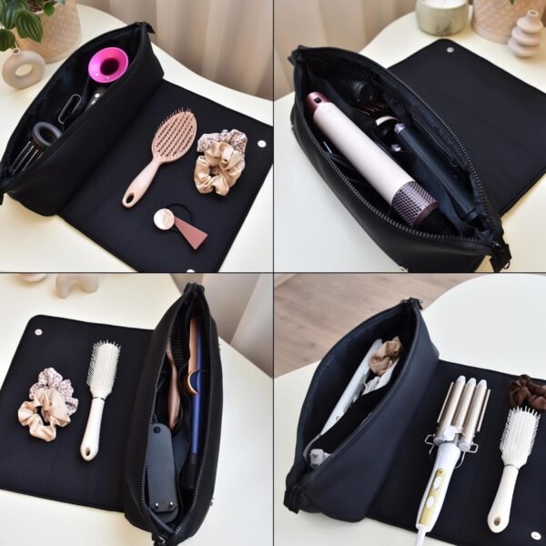 Hair Tools Travel Bag and Heat Resistant Mat for Flat Irons, Straighteners, Curling Iron, and Haircare Accessories, 2-in-1 design, with Interior Pockets, Portable Organizer