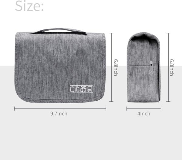 71MD5fiFCJL._AC_SL1500_.jpg Large Capacity Toiletry Bag Travel Bag with Hanging Hook for Men and Women Waterproof Travel Cosmetic Bag Bathroom Storage Bag for Brushes Set,Full-Sized Shampoo,Toiletries,Accessories-Grey