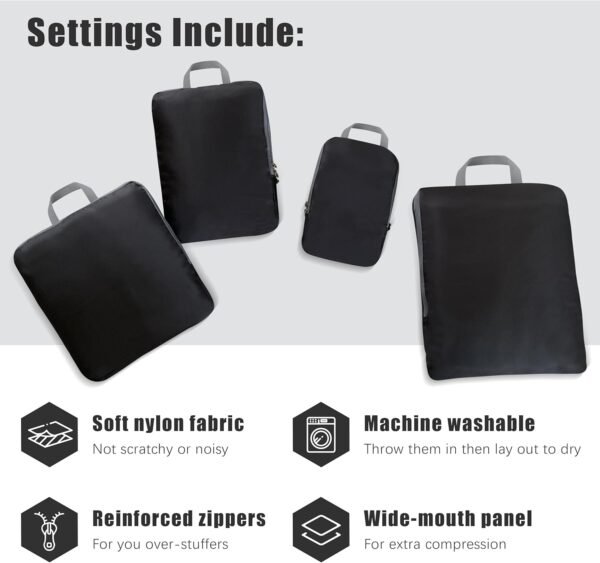 71O-AfmWBGL._AC_SL1500_.jpg 4 Set Compression Packing Cubes Travel - Travel Accessories Expandable Packing Organizers for Carry On - Essentials Luggage Bags