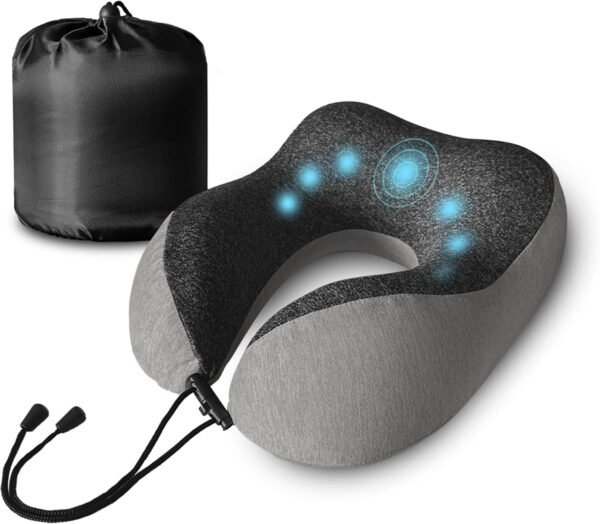 71OMGoZD6ZL._AC_SL1500_.jpg High Fill Memory Foam Neck Pillow - Ergonomic Support for Plane, Car, Home Travel Accessory, Washable Cover - Neck Pillow for Effortless Travel