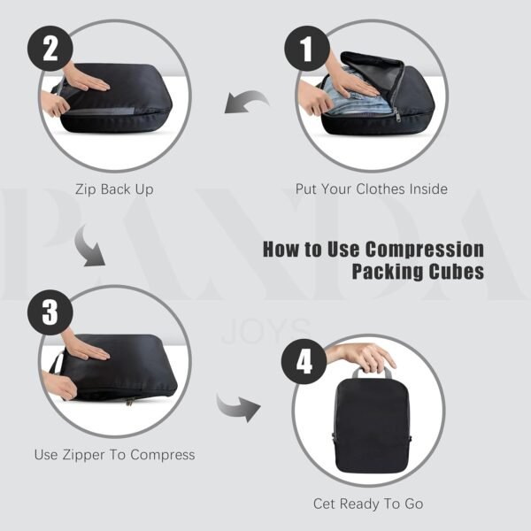 71OZnPBB60L._AC_SL1500_.jpg 4 Set Compression Packing Cubes Travel - Travel Accessories Expandable Packing Organizers for Carry On - Essentials Luggage Bags
