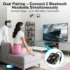 71OgM5usAJL._AC_SL1500_.jpg 2025 Pro Bluetooth 5.4 Transmitter Receiver, 2-in-1 Wireless Audio Adapter for Airplane/TV/PC/Gym - Dual Link Headphone, Low Latency, Battery Display, Built-in Mic, 30H Playtime, Aviation Metal Frame