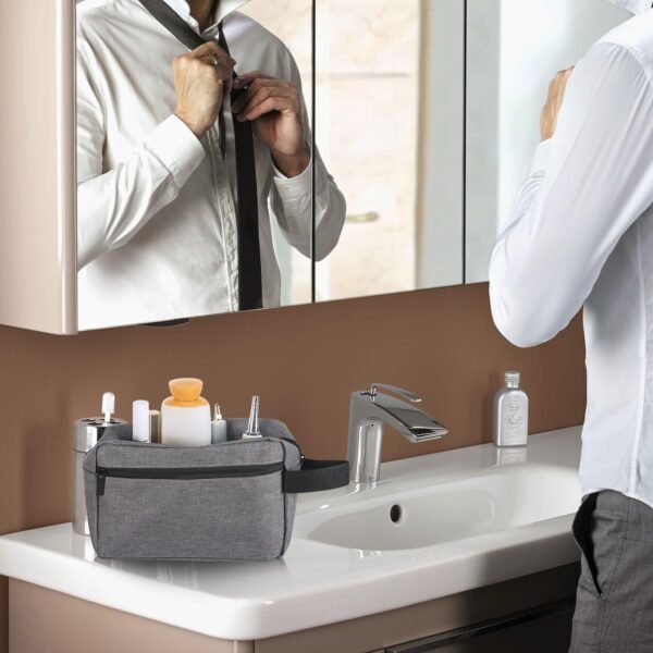 71PUBhJtcwL._AC_SL1500_.jpg Travel Toiletry bag Toiletry bag for women men Hanging Cosmetic bag Travel accessories for Women Men (Grey)