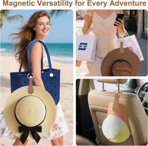 71PraKlEiCL._AC_SL1500_.jpg Magnetic Hat Clip for Travel on Bag, 2Pcs Brown Silicone Hat Clip Magnet Hat Holder Hat Hook for Bag Tote Luggage, Beach Straw Hat Carry Clip, Vacation Traveling Essentials Accessory