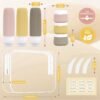 Travel Bottles for Toiletries 6 Pack, TSA Approved Travel Size Toiletries Containers Set, 3 Silicone Leak Proof Refillable Bottles and 3 Creams Jars Accessories Kit W/Clear Bag（Apricot）