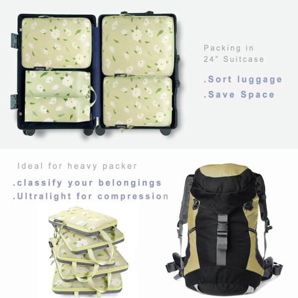 BAGAIL 4 Set/6 Set Ultralight Compression Packing Cubes Packing Organizer for Travel Accessories Luggage Suitcase Backpack