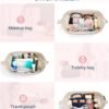 BAGSMART Makeup Bag Travel Toiletry Bag, Puffy Padded Make Up Bags for Women Makeup Organizer Case, Wide-open Pouch Purse Travel Essentials Toiletries Accessories Brushes, Pink