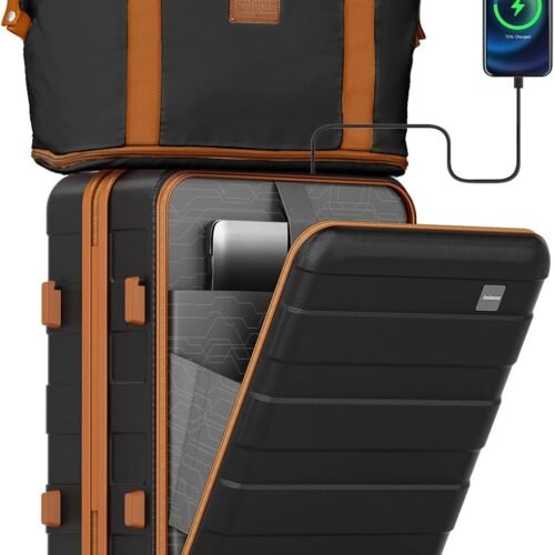71QLl4WFKL._AC_SL1500_.jpg imiomo Carry on Luggage Airline Approved with TSA Lock, Hard Shell 20 Inch Travel Carry-on Suitcase with Spinner Wheels and Charging Port, Black