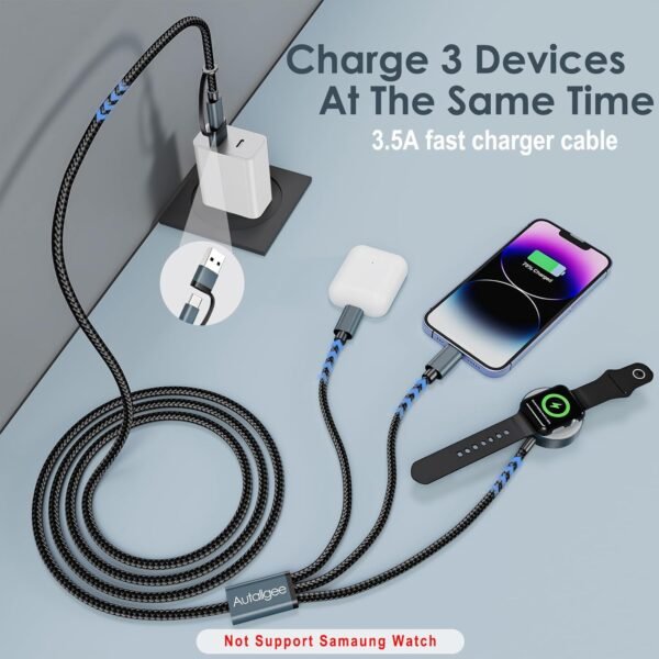 71RU6lNnHL._AC_SL1500_.jpg Travel Essentials for Apple Watch Charger,3 in 2 USB C Cable for Multi Charging Cable Cord,Camping Essentials Portable Designed for iWatch &Phone 16-12-4FT 