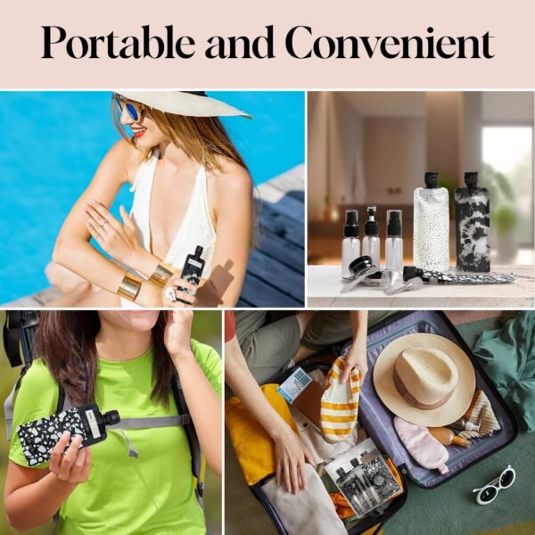 71RtVAY2DyL._SL1280_.jpg Kitsch 11 PCS Travel Bottles for Toiletries – Travel Essentials Kit for Shampoo, Conditioner, Lotion & More - TSA Approved Travel Bottles, Leak-Proof Refillable Travel Size Containers - Black & Ivory