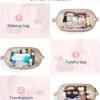 BAGSMART Makeup Bag Travel Toiletry Bag, Puffy Padded Make Up Bags for Women Makeup Organizer Case, Wide-open Pouch Purse Travel Essentials Toiletries Accessories Brushes, Dark Pink