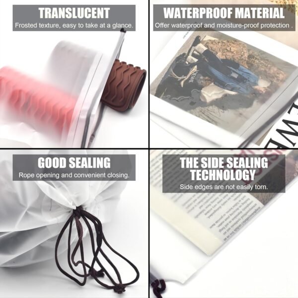 71VKNuxyoL._AC_SL1500_.jpg Hoewina Transparent Shoe Bags for Travel with Rope 8PCS Large Clear Shoe Bag Storage 11.8in X 15.7in Portable Travel Shoe Bags for Men and Women