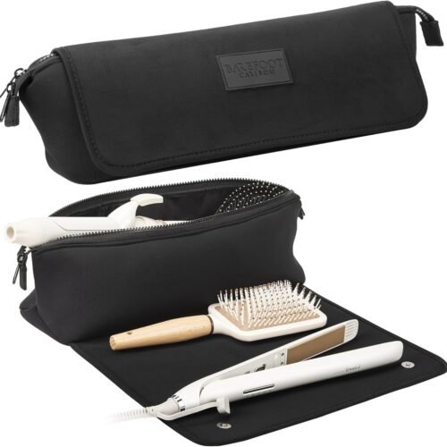 71W0TYBZmXL._AC_SL1500_.jpg Hair Tools Travel Bag and Heat Resistant Mat for Flat Irons, Straighteners, Curling Iron, and Haircare Accessories, 2-in-1 design, with Interior Pockets, Portable Organizer