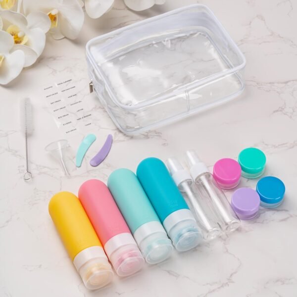 71W3LzLUjgL._SL1500_.jpg 16pack Travel Bottles for Toiletries, TSA Approved LeakProof Squeezable Silicone Toiletry Containers for Shampoo, Conditioner, 3oz Portable Refillable Traveling Size Liquid Containers (16Pcs/Colorful)