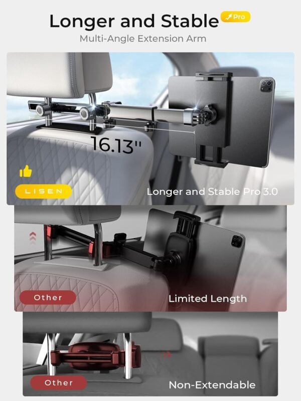 71YQLOtVkL._AC_SL1500_.jpg LISEN for iPad Holder Car Mount Road Trip Essentials Activities for Kids Car Accessories Women Interior, 3 in 1 Tablet Holder Backseat Camping Car Organizer Back Seat Headrest iPad Mount