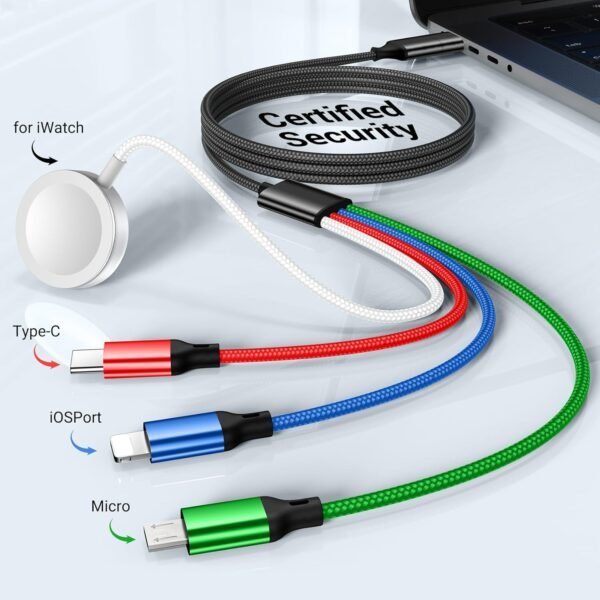 71YeBrySE1L._SL1500_.jpg for Apple Watch Charger,4 in 2 Multi Charging Cable,Type C/Lightning/Micro USB Nylon Braided Travel Vacation Essentials Compatible with iWatch Ultra/SE/10-1,for iPhone 16-11,Galaxy Phones(5FT)