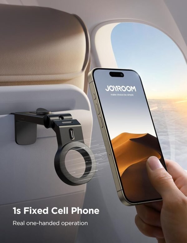 71a7Hmc4UDL._AC_SL1500_.jpg JOYROOM for Magsafe Airplane Phone Holder Travel Essentials,【Unlimited Scenery】 Hands-Free Plane Phone Holder, Airplane Travel Accessories for iPhone 16 Pro Max & Magsafe Case