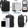 Large Carry On Travel Backpack - Flight Approved Waterproof Anti-Theft Luggage Daypack for Women Men Fit 17 Inch Laptop Business Weekender Overnight Backpack College Bag Personal Item Size Black