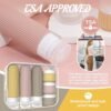 Travel Bottles for Toiletries 6 Pack, TSA Approved Travel Size Toiletries Containers Set, 3 Silicone Leak Proof Refillable Bottles and 3 Creams Jars Accessories Kit W/Clear Bag（Apricot）
