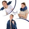 71fQNMwFSQL._AC_SL1500_.jpg Multifunctional Neck Pillow, Soft Warm Blanket with Cozy Neck Pillow Case, Portable Blanket Set for Airplane, Camping, Car (Navy Blue)