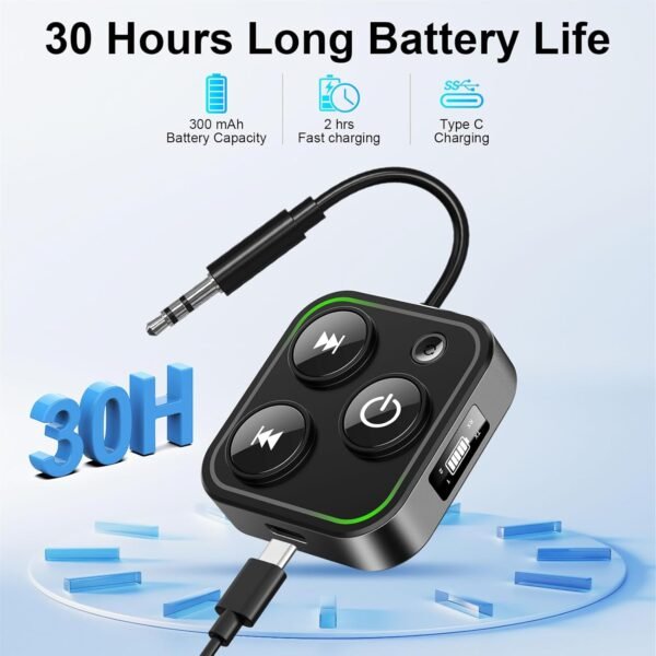 71gRRpYDvqL._AC_SL1500_.jpg 2025 Pro Bluetooth 5.4 Transmitter Receiver, 2-in-1 Wireless Audio Adapter for Airplane/TV/PC/Gym - Dual Link Headphone, Low Latency, Battery Display, Built-in Mic, 30H Playtime, Aviation Metal Frame
