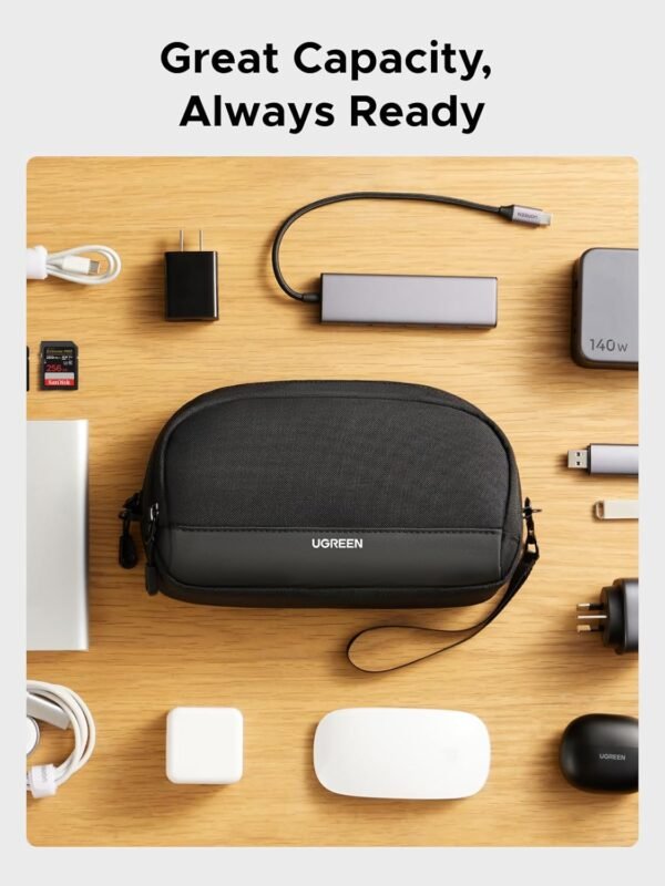 71hSgWuuPrL._AC_SL1500_.jpg UGREEN Electronics Organizer Travel Case Bag Multifunctional Organizer Carrying Case for Cables, Cord, SD Card, Earbuds, Charger, USB Adapter, Electronic Accessories Medium Size