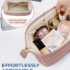 BAGSMART Makeup Bag Travel Toiletry Bag, Puffy Padded Make Up Bags for Women Makeup Organizer Case, Wide-open Pouch Purse Travel Essentials Toiletries Accessories Brushes, Dark Pink