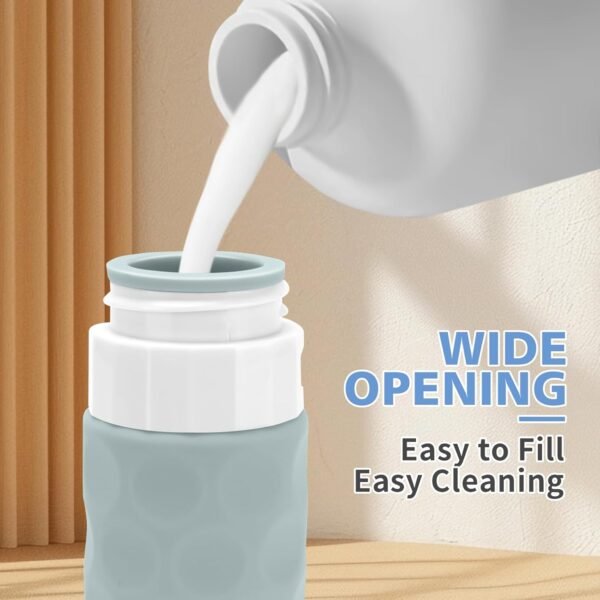 71jjf8KUgbL._SL1500_.jpg Travel Bottles for Toiletries, 4pcs Tsa Approved 3oz Travel Size Containers, BPA Free Leak Proof Premium Silicone Bottles, Refillable Liquid Squeezable Accessories W/Toiletry Bag