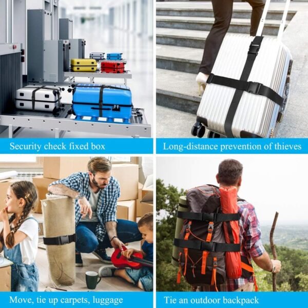 71k9pQjLbqL._AC_SL1001_.jpg 2Pcs Luggage Straps for Suitcase Travel Accessories TSA Approved, 80In Long Belts to Keep Your Suitcase Secure, Adjustable Bag Straps with Quick-Release Buckle for Travel Bag Closure, Black