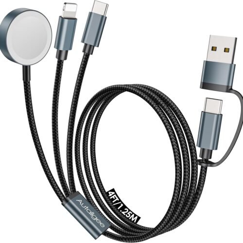 Travel Essentials for Apple Watch Charger,3 in 2 USB C Cable for Multi Charging Cable Cord,Camping Essentials Portable Designed for iWatch &Phone 16-12-4FT ﻿