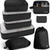 71mxk3eicrL._AC_SL1480_.jpg HOTOR Packing Cubes for Suitcases - 8 Pieces, Light Packing Cubes for Travel, Premium Suitcase Organizer Bags Set, Space-Saving Luggage Organizers, Travel Accessories and Essentials, Black