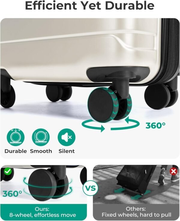 BAGSMART Carry On Luggage 22x14x9 Airline Approved with TSA Lock,20 Inch Lightweight Luggage with Spinner Wheels,100% PC Hard Shell Carry On Suitcases for Men Women,Purple